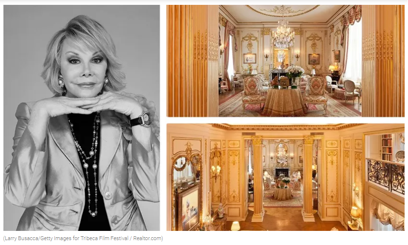 From Realtor.com Joan Rivers’ Opulent Former Home Reappears on the Market in Manhattan for $34.5M for Jean-Luc Andriot blog 080423