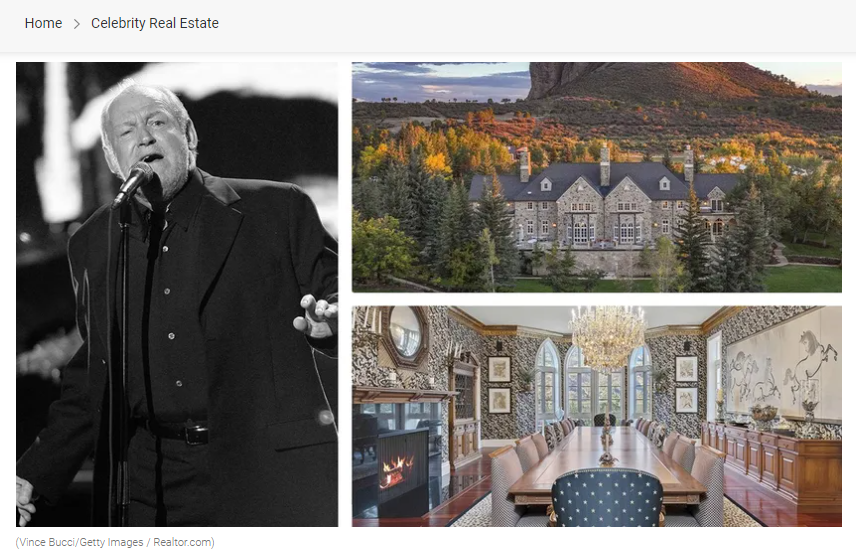 From Realtor.com, Joe Cocker’s Former Colorado Estate Is Still Available for $18M for Jean-Luc Andriot blog 091323