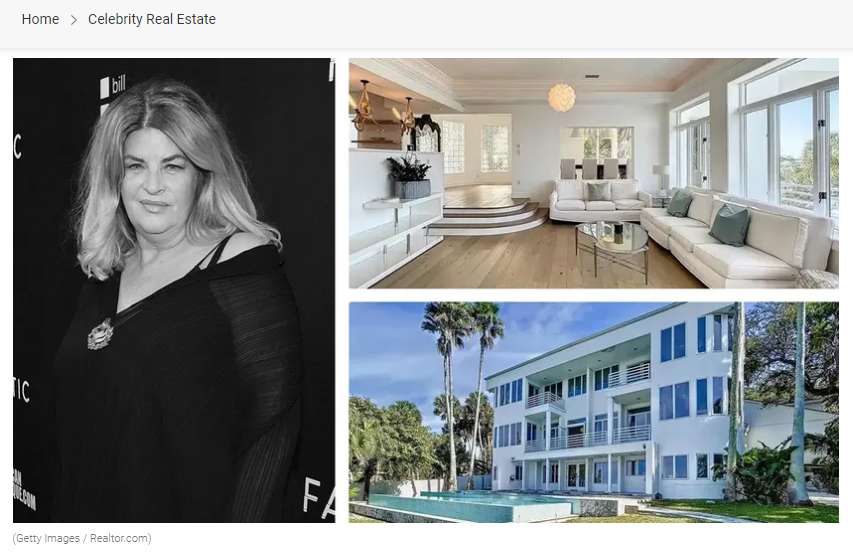 From Realtor.com, Kirstie Alley’s Former Florida Waterfront Mansion Finds a Buyer for Jean-Luc Andriot blog 021523