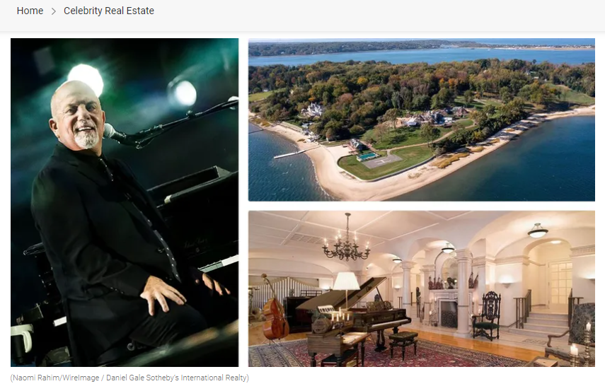 From Realtor.com, No More New York State of Mind Billy Joel’s Long Island Estate Is on the Market for $49M for Jean-Luc Andriot blog 060523