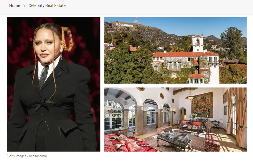 From Realtor.com, Open Your Heart to Madonna’s Former Mulholland Drive Mansion, Available for $21M for Jean-Luc Andriot blog 03032