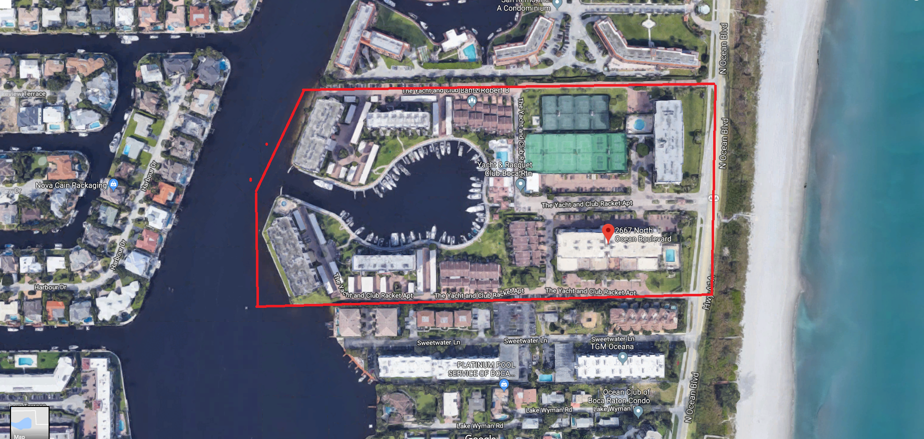 Yacht and Racquet Club condos for sale Boca Raton aerial