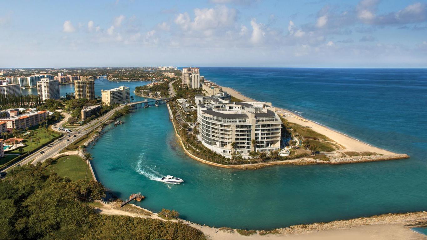 Aerial view of 1000 S Ocean Blvd, Boca Raton, FL 33432 One Thousand Ocean ultra-luxury condominiums