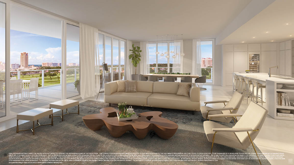 Alina 200 SE Mizner Blvd Boca Raton FL 33432 luxury condos for sale living area rendering on 091818
