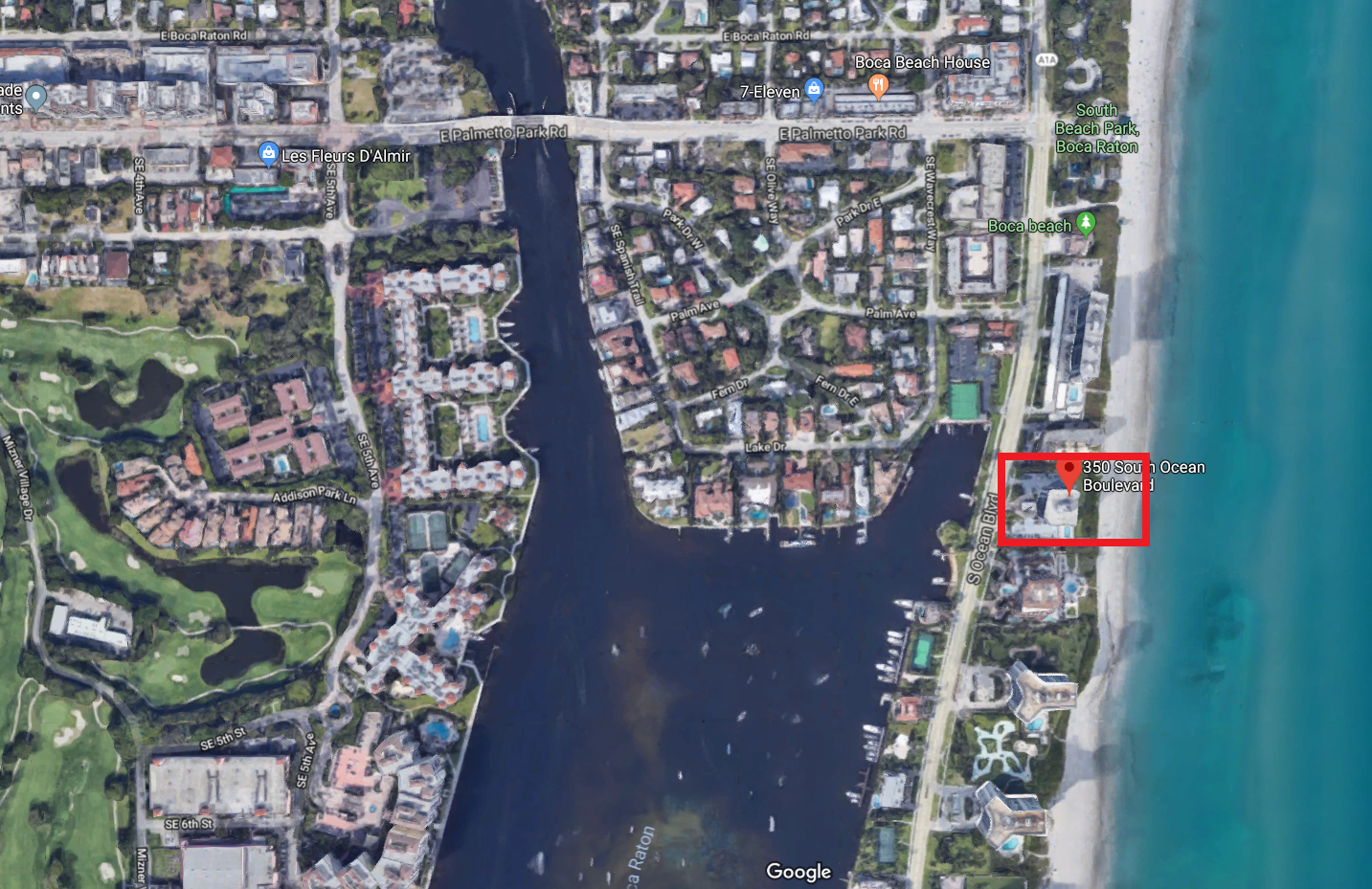 Beresford 350 S Ocean blvd Boca Raton FL 33432 luxury oceanfront condos for sale aerial view