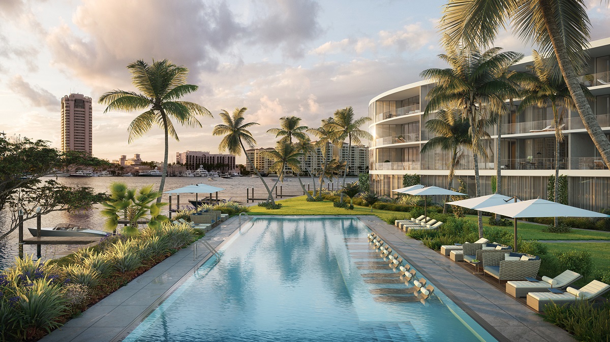 Boca Beach House 725 S Ocean Blvd Boca Raton FL 33432 Luxury condos for sale Pool view rendering