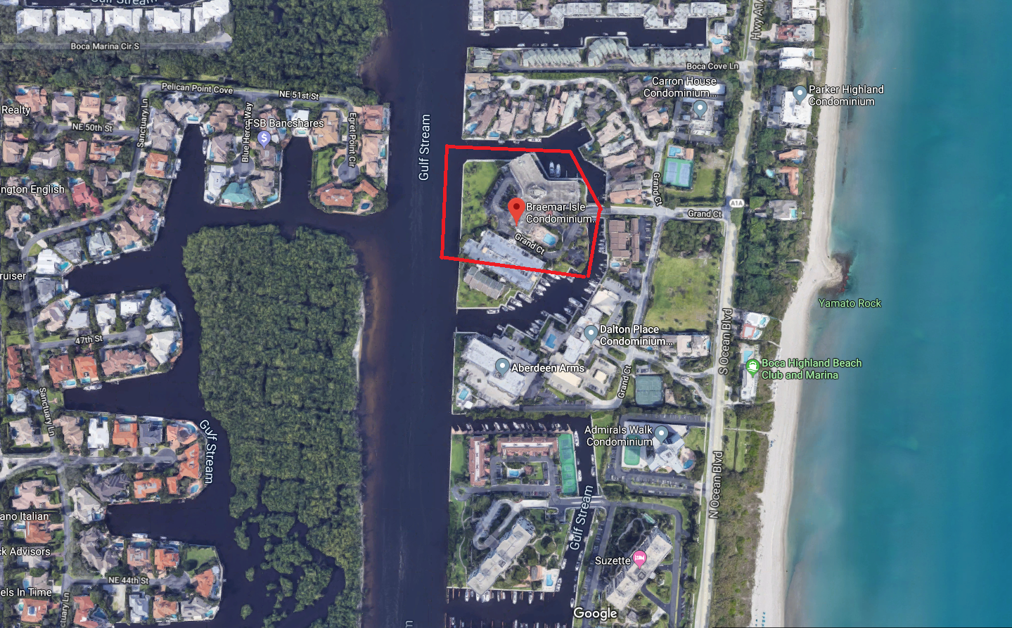 Braemar Isle 4740 S Ocean Blvd, Highland Beach, FL 33487 luxury condos for sale aerial
