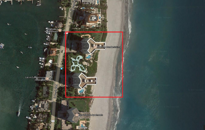 Chalfonte Condominium 500 -550 S Ocean Blvd Boca Raton FL 33432 aerial view condos for sale