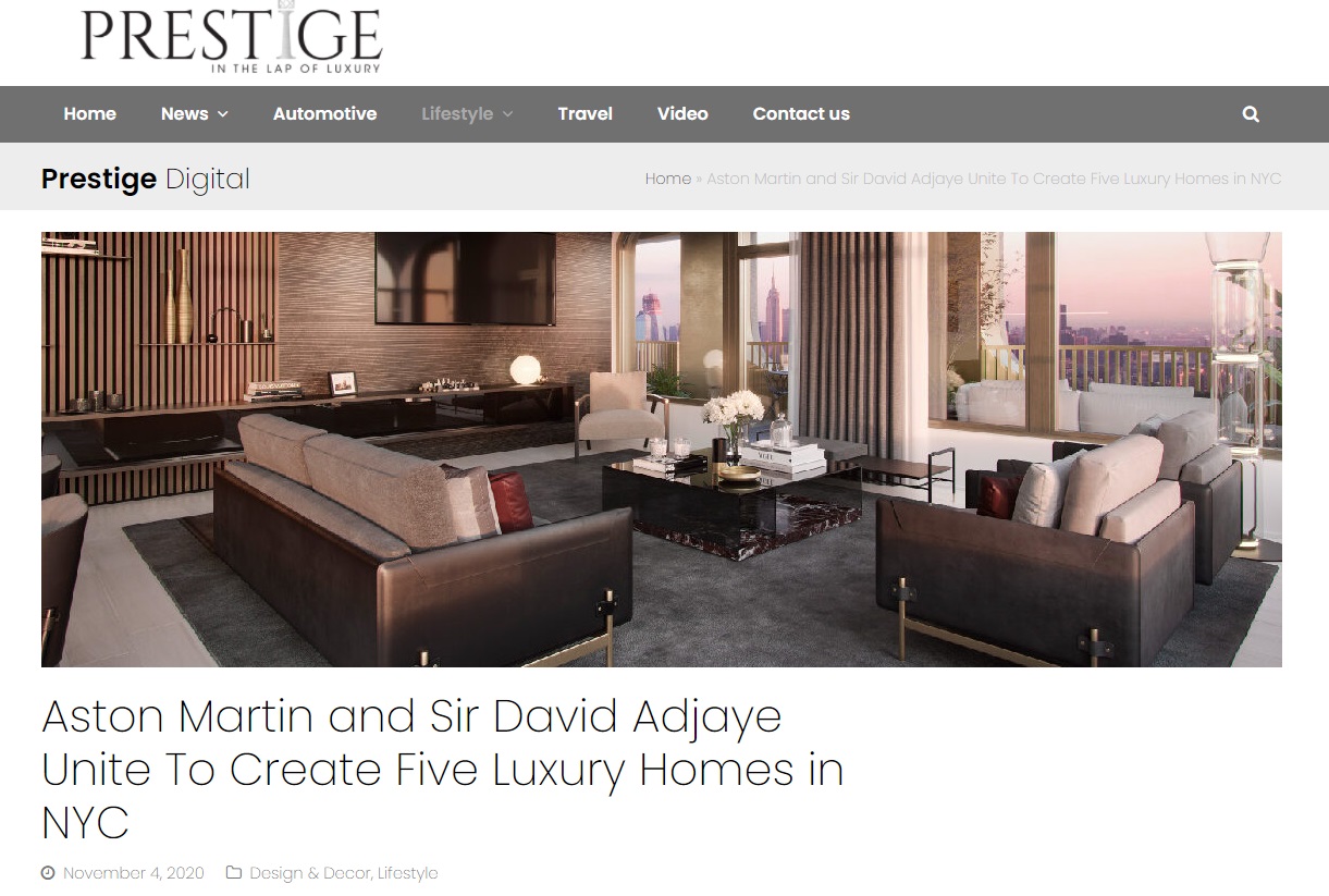 From PrestigeDigital.net, Aston Martin and Sir David Adjaye Unite To Create Five Luxury Homes in NYC for Jean-Luc Andriot blog 121720