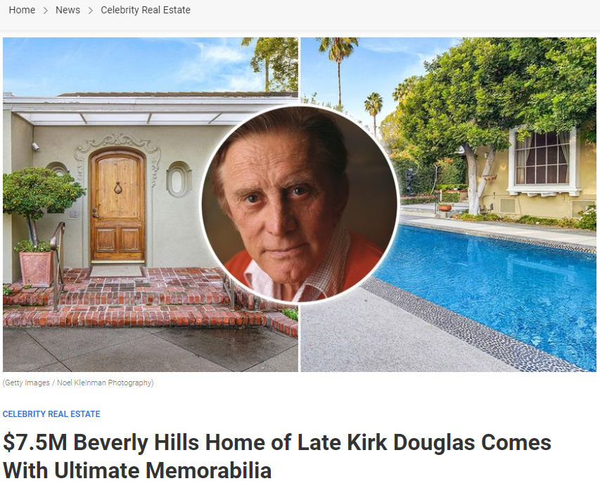 From Realtorcom $7.5M Beverly Hills Home of Late Kirk Douglas Comes With Ultimate Memorabilia for Jean-Luc Andriot blog 121021