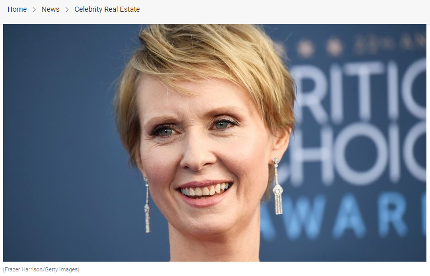 From Realtor.com, Real Estate and the City: Cynthia Nixon Buys NYC Townhome for $4.4M for Jean-Luc Andriot blog 070821