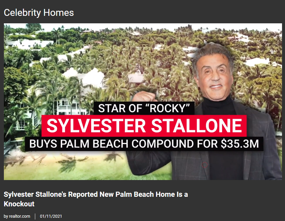From Realtor.com, Sylvester Stallone's Reported New Palm Beach Home Is a Knockout for Jean-Luc Andriot blog 011821
