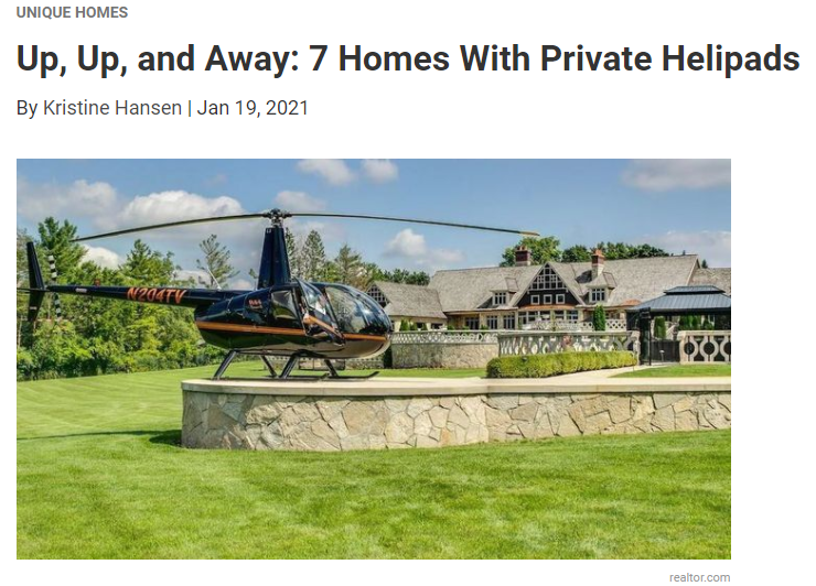 From Realtor.com, Up, Up, and Away: 7 Homes With Private Helipads for Jean-Luc Andriot blog 012021
