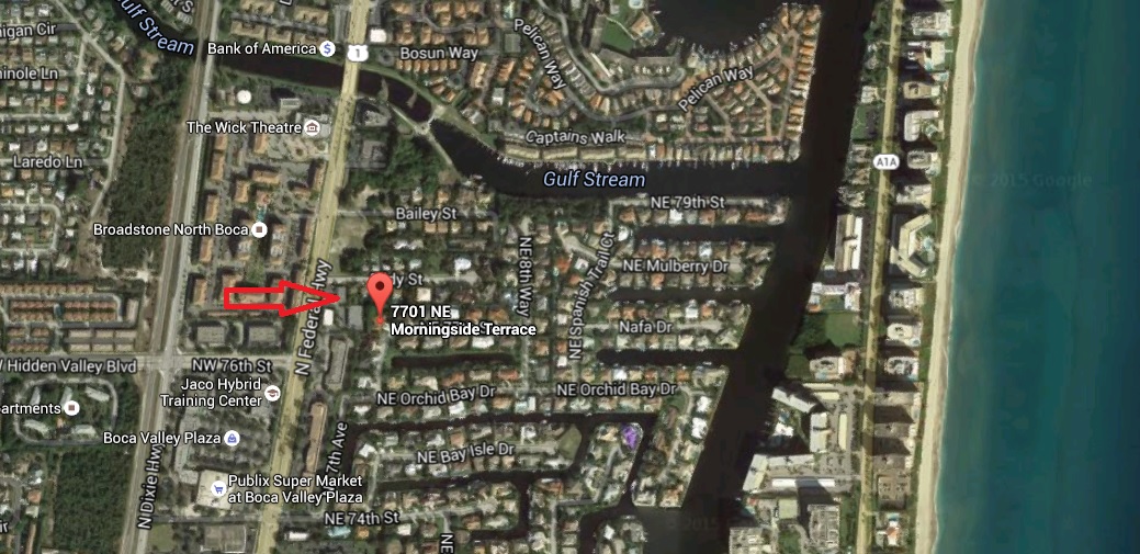 Map of 7701 NE Morningside Terrace Boca Raton, FL 33487 in Morningside