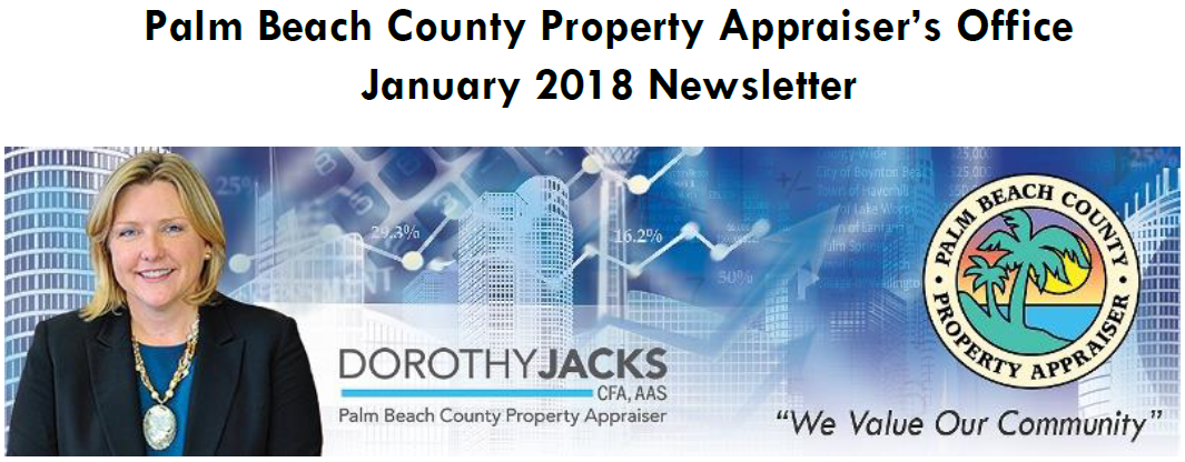 Property appraiser Palm Beach County January 2018 Newsletter for Jean-Luc Andriot blog 010418