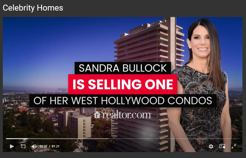 Video - From Realtor.com, Sandra Bullock Selling Swanky West Hollywood Condo for $4.5M for Jean-Luc Andriot blog 020122